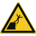 Placas ISO 7010 "Perigo de queda da costa ou do cais" - W052