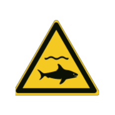 Señales ISO 7010 "Peligro de animales acuáticos peligrosos" -