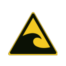ISO 7010-Schilder „Gefahr durch Monsterwellen“ – W056
