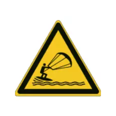 Placas de sinalização ISO 7010 "Perigo para Kitesurf" - W062