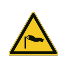 Señales ISO 7010 de "Peligro de viento fuerte" - W064 Mejor