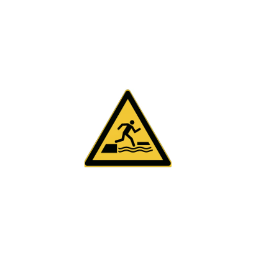 Placas ISO 7010 "Perigo de travessia em plataformas flutuantes"