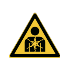 Placas ISO 7010 "Perigo de radiação não ionizante de alta