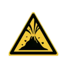 Panneaux d'avertissement d'éruption volcanique ISO 7010 - W075