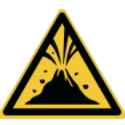 Panneaux d'avertissement d'éruption volcanique ISO 7010 - W075