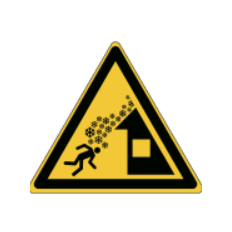 ISO 7010 Schilder „Gefahr durch herabfallenden Schnee oder Eis