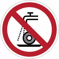 Panneaux d'interdiction ISO 7010 « Meulage humide interdit » -