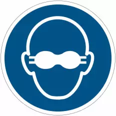 ISO 7010 Gebotszeichen „Undurchsichtige Linsen erforderlich“ –