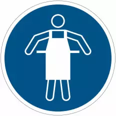 Cartelli di obbligo ISO 7010 "Usare un grembiule protettivo" -