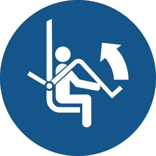 ISO 7010 Gebotsschilder „Sicherheitsbügel an Sesselliften