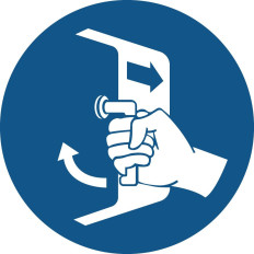 ISO 7010 Mandatory Signs "Mandatory Emergency Opening Command"