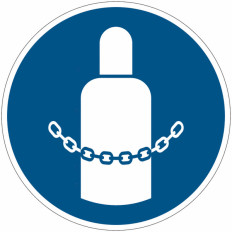 ISO 7010 Gebotszeichen „Gasflaschen müssen gesichert werden“ –