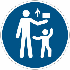 ISO 7010 Gebotszeichen „Außerhalb der Reichweite von Kindern