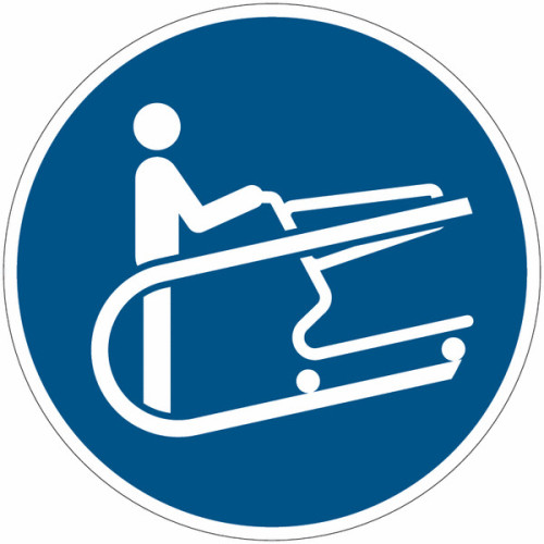 Panneaux d'obligation ISO 7010 « Tenez fermement le chariot » -