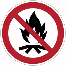 ISO 7010 Prohibition Signs "Open Fires Prohibited" - P045 Best