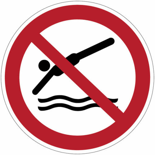 Señales de prohibición de buceo según la norma ISO 7010 - P052