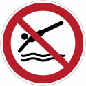 Señales de prohibición de buceo según la norma ISO 7010 - P052