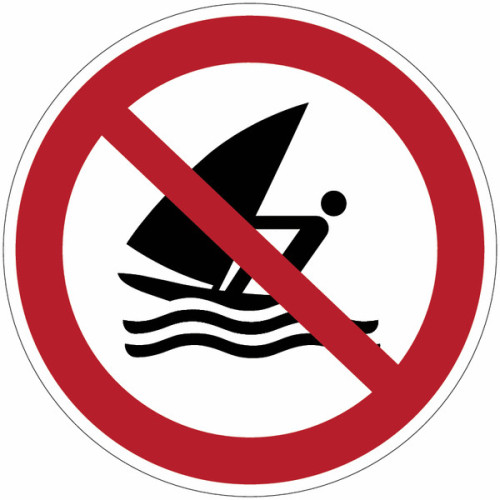 Señales de prohibición ISO 7010 "Prohibido practicar windsurf"