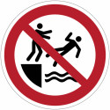 Cartelli di divieto ISO 7010 "Vietato spingere in acqua" - P062