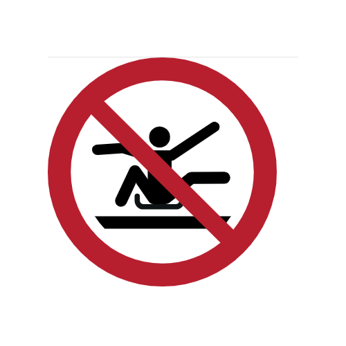 ISO 7010 Prohibition Signs "Do not exit/lean out of sled" -