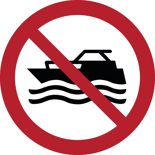 Cartelli di divieto ISO 7010 "Vietata la navigazione a motore"