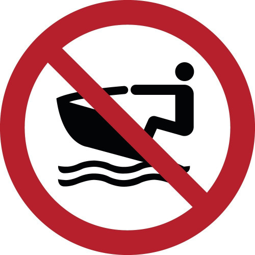 Cartelli di divieto ISO 7010 "Vietato l’uso di moto d’acqua" -