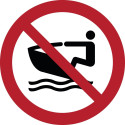 Cartelli di divieto ISO 7010 "Vietato l’uso di moto d’acqua" -
