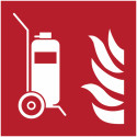 ISO 7010 "Wheel-Mounted Fire Extinguisher" Fire Safety Sticker