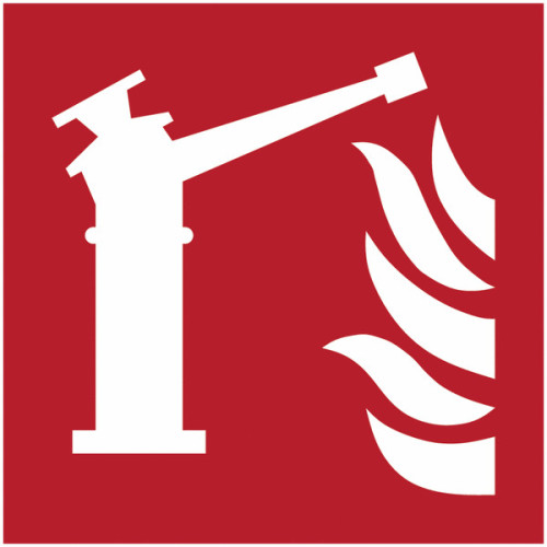 Pannello adesivo antincendio ISO 7010 "Spingarda antincendio" -
