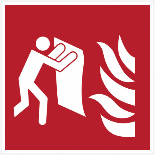 Painel adesivo resistente ao fogo ISO 7010 "Fire Blanket" -