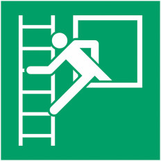 ISO 7010 „Notfenster mit Nottreppe“ Klebeplatte - E016 Bester