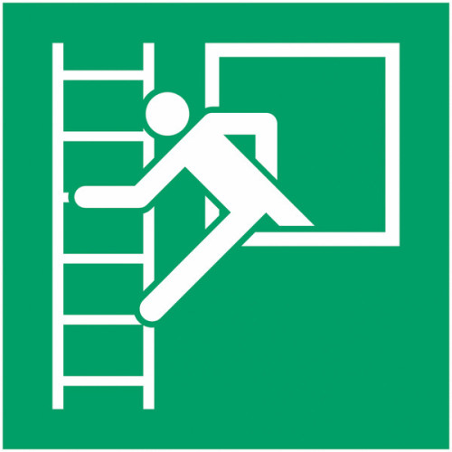 Pannello adesivo ISO 7010 "Finestra di emergenza con scala di