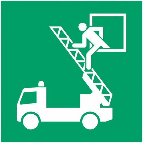 Pannello adesivo ISO 7010 "Finestra di emergenza" - E017