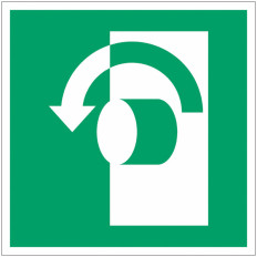 Pannello adesivo ISO 7010 "Per aprire, girare in senso