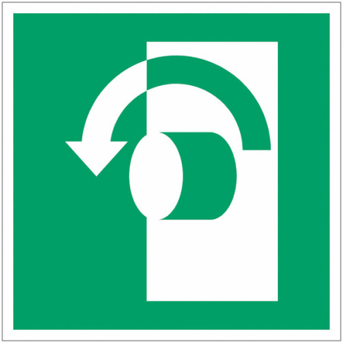 Pannello adesivo ISO 7010 "Per aprire, girare in senso