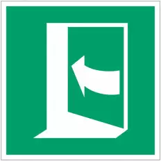 Pannello adesivo ISO 7010 "Porta di emergenza con apertura a