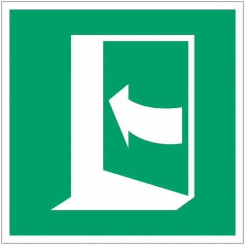 Panneau adhésif ISO 7010 « Ouverture de porte de secours à