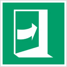 Panneau adhésif ISO 7010 « Porte de secours à suspension droite