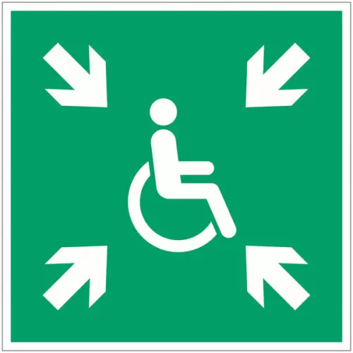 Señal adhesiva ISO 7010 "Punto de reunión para personas con