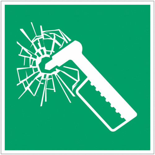 ISO 7010 "Emergency Glass Breakage Device" Adhesive Panel -