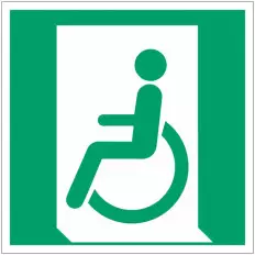 ISO 7010 "Emergency exit on the left for disabled persons"