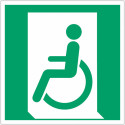 ISO 7010 „Notausgang links für Behinderte“ Klebeplatte - E026