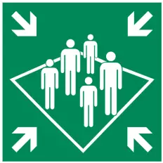 Panneau adhésif « Point de rassemblement » ISO 7010 - E032