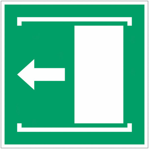 Panel adhesivo ISO 7010 "Puerta corredera a la izquierda" -