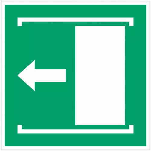 Panneau adhésif ISO 7010 « Porte coulissante à gauche » - E034