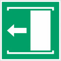 Panel adhesivo ISO 7010 "Puerta corredera a la izquierda" -