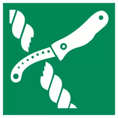 ISO 7010 "Safety belt cutting device" adhesive panel - E035