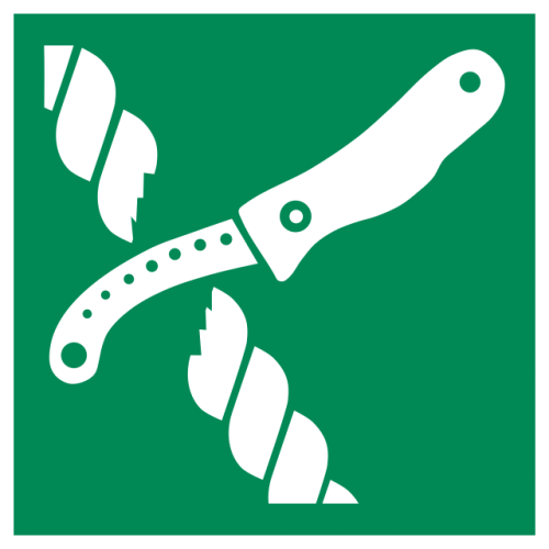 ISO 7010 "Sicherheitsgurt-Schneidevorrichtung" Klebeplatte -
