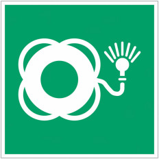 Panneau adhésif « Bouée de sauvetage lumineuse » ISO 7010 -