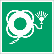 Painel Adesivo ISO 7010 "Boia Salva-vidas com Corda e Luz" -